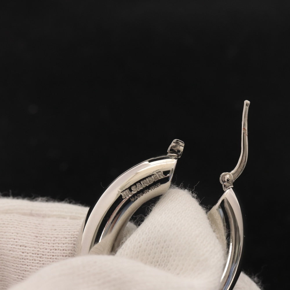 ■ Jil Sander Hoop Earrings J56VG0010 Accessories Logo Engraved Women's Approx. 21g Silver With accessories