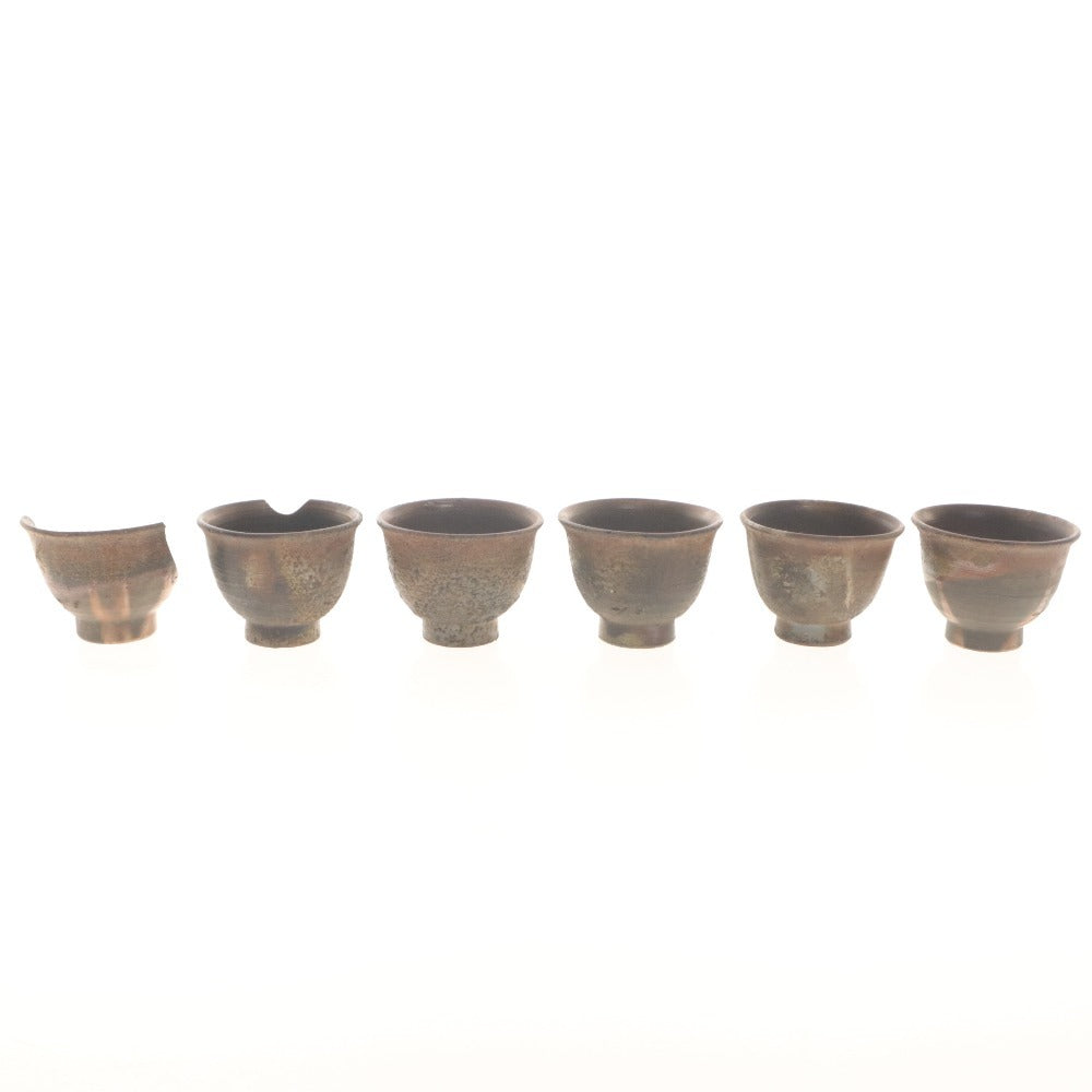■ Toho Bizen Ware Sencha Tea Set: Hohin/Teapot, Teacups, Cooling Bowl, Sencha Bowls, Ceramic, with Original Box, Imperfect