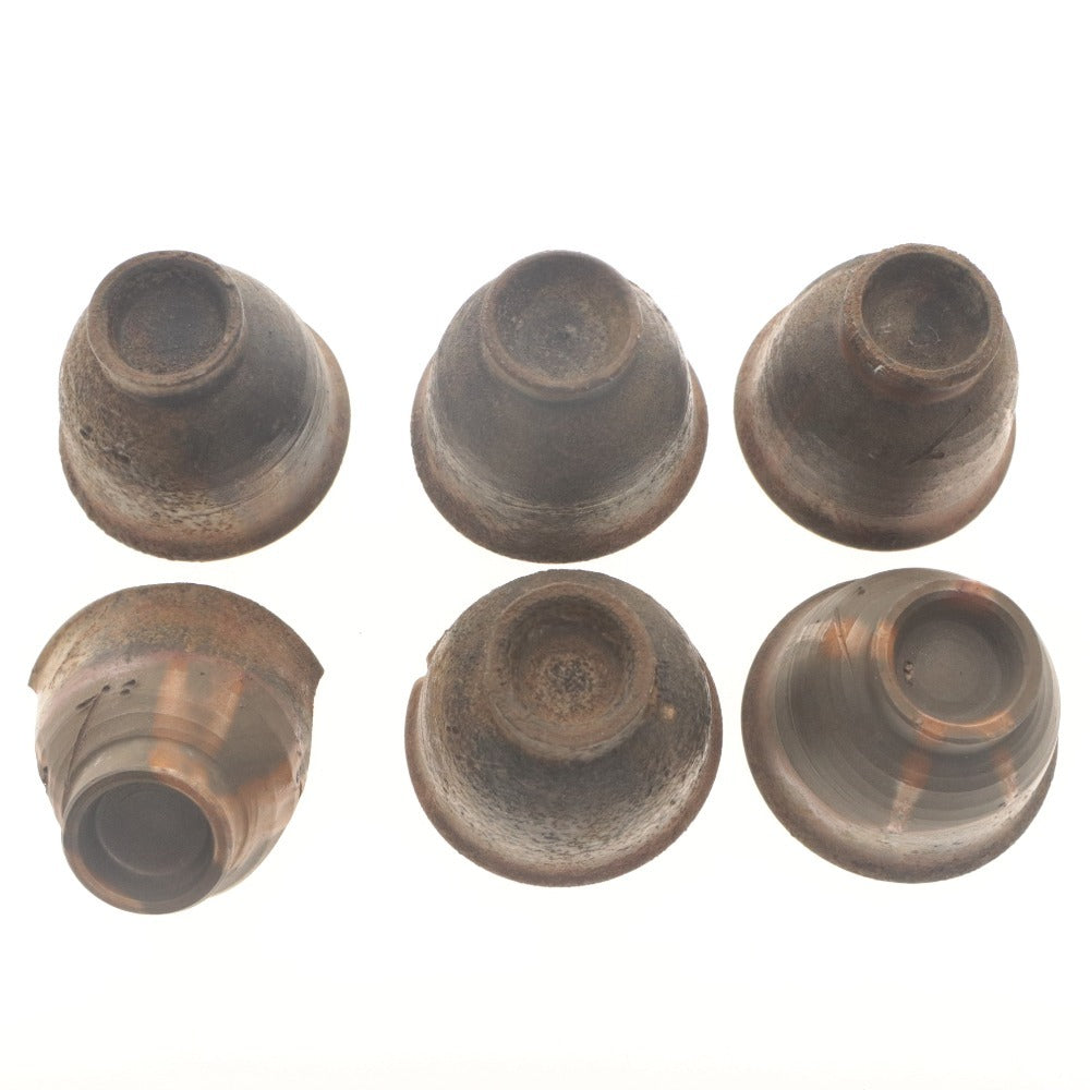 ■ Toho Bizen Ware Sencha Tea Set: Hohin/Teapot, Teacups, Cooling Bowl, Sencha Bowls, Ceramic, with Original Box, Imperfect