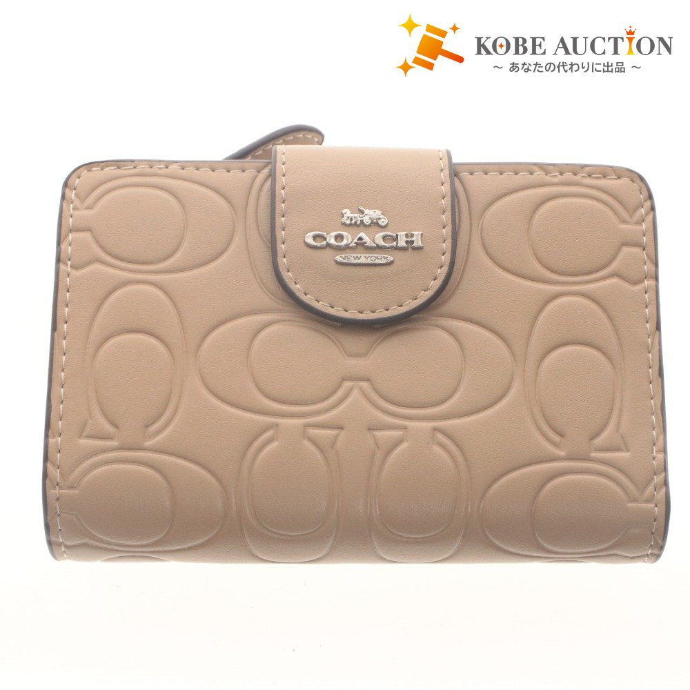 ■ COACH Coach Bi-fold Wallet Medium Corner Zip Wallet Signature CM241 Bill, Coin and Card Holder Men's and Women's Taupe