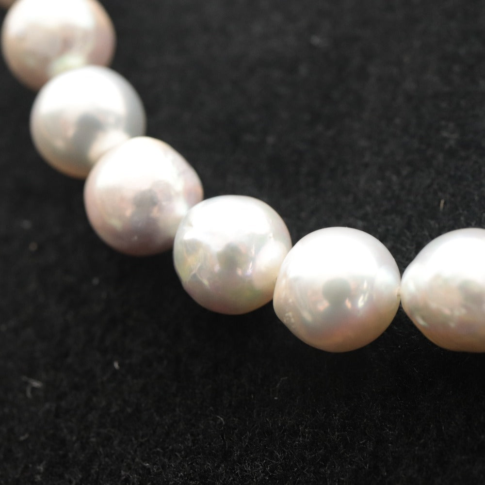 ■ Pearl Necklace Jewelry BL6441 Black-Pearl-Necklace Semi-Round With Gemstone Certificate/Warranty Value Star Jewel Weight 76g With Accessories