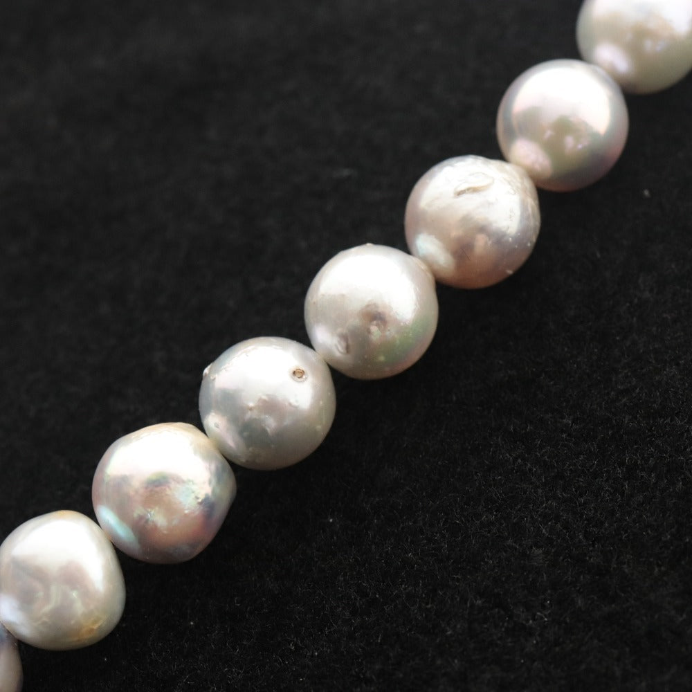 ■ Pearl Necklace Jewelry BL6441 Black-Pearl-Necklace Semi-Round With Gemstone Certificate/Warranty Value Star Jewel Weight 76g With Accessories