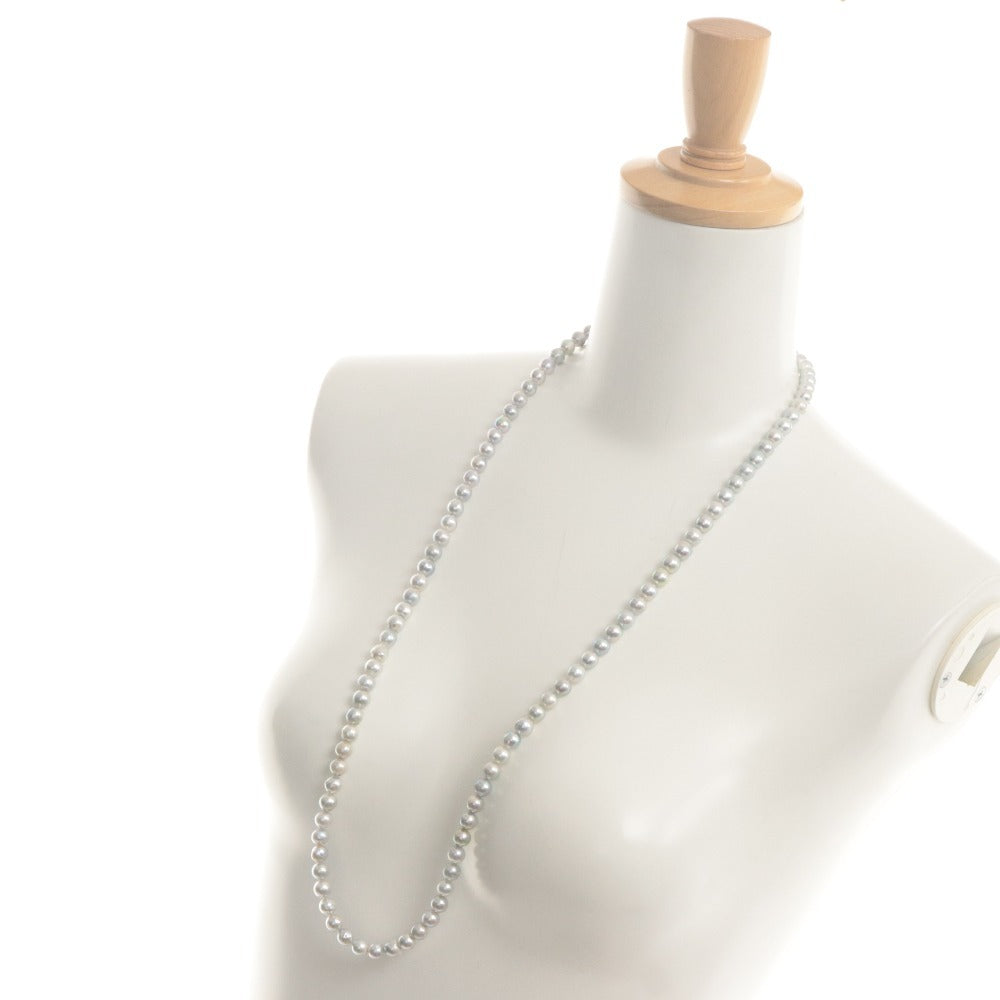 ■ Pearl Necklace Jewelry BL6441 Black-Pearl-Necklace Semi-Round With Gemstone Certificate/Warranty Value Star Jewel Weight 76g With Accessories