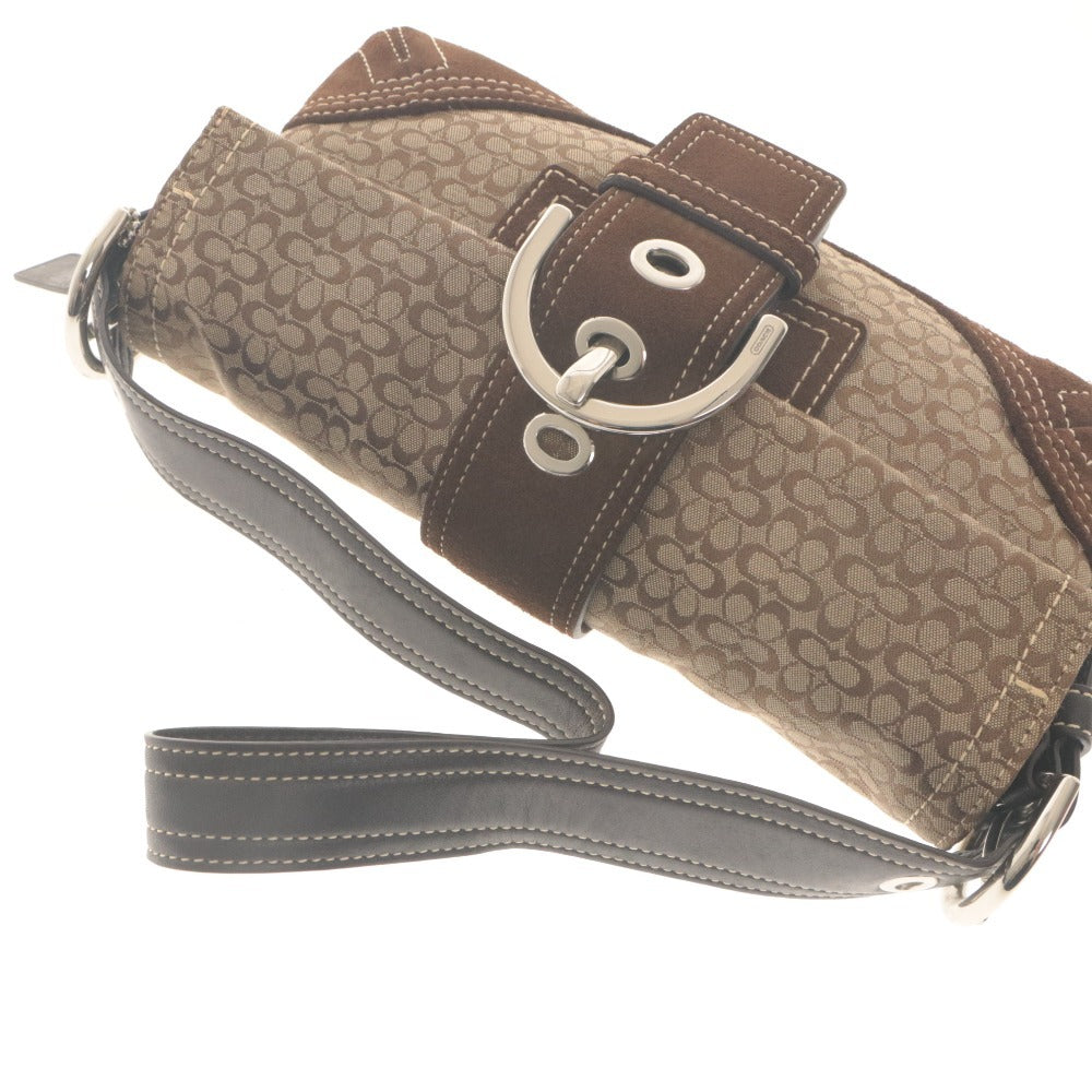 ■ COACH コーチ ショルダーバッグ ハンドバッグ 鞄 ソーホーミニシグネチャー 3628 シルバー金具 レディース ベージュ系 ブラウン系