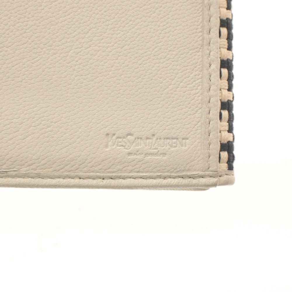 ■ SAINT LAURENT サンローラン 長財布 ボタン 札入れ カード入れ ハート ウォレット レディース アイボリー系 箱付き