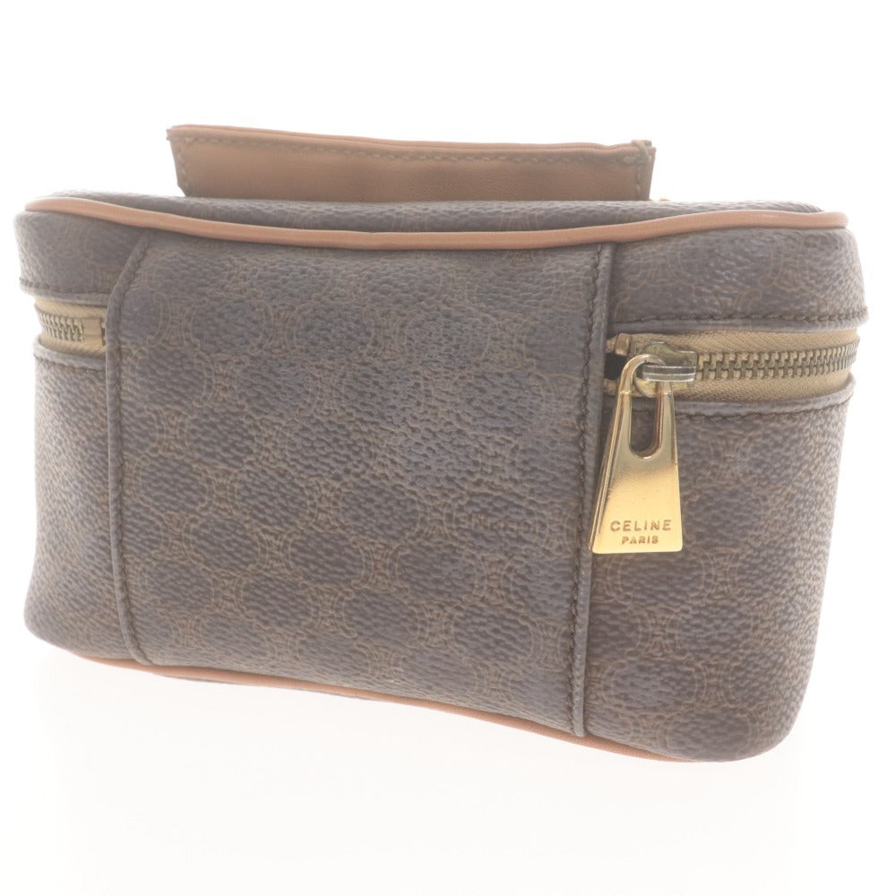 ■ CELINE Vanity Bag Makeup Pouch Handbag Zipper Gold Hardware for Women Dark Brown