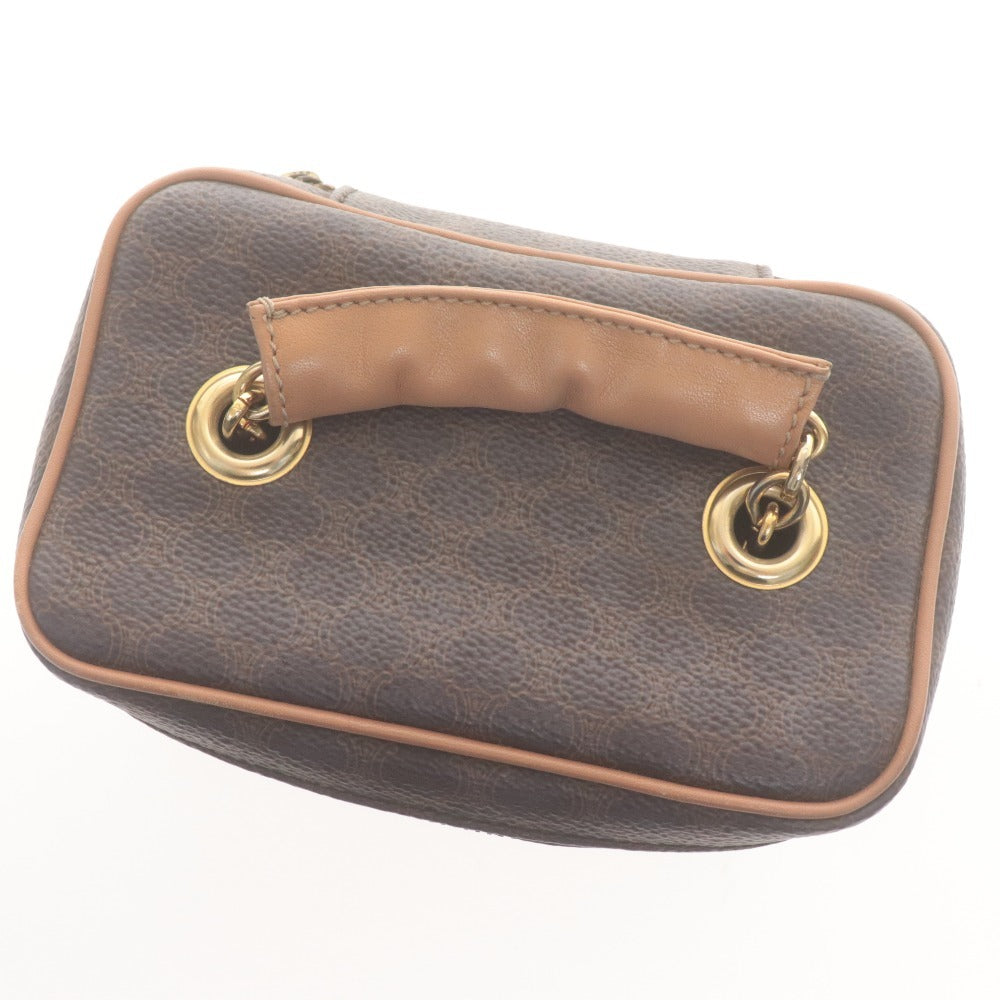 ■ CELINE Vanity Bag Makeup Pouch Handbag Zipper Gold Hardware for Women Dark Brown