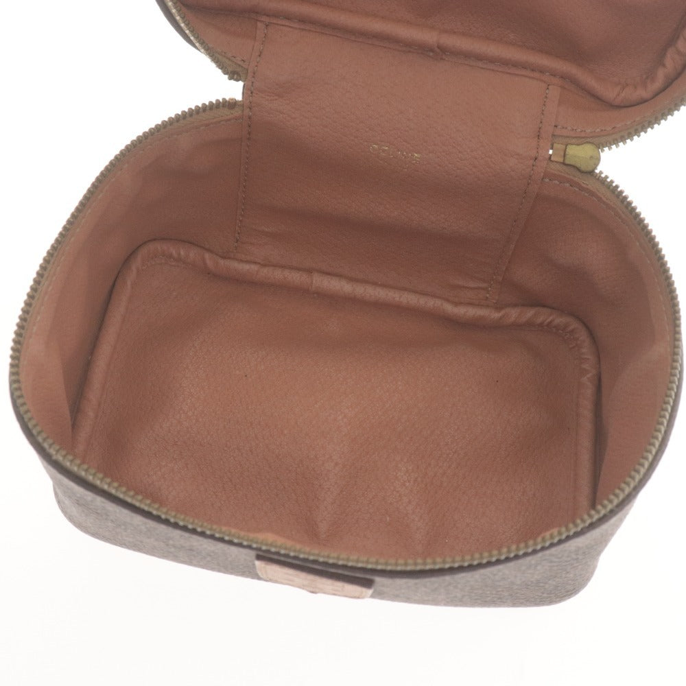 ■ CELINE Vanity Bag Makeup Pouch Handbag Zipper Gold Hardware for Women Dark Brown